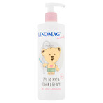 Linomag Emolientes, gel limpiador de cuerpo y cabeza para bebés y niños a partir de 1 día de vida, 400 ml + crema protectora, 15 ml de regalo