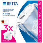 Brita Marella, jarra con filtro 2,4 litros, blanca + filtro Maxtra Pro Pure Performance, 3 piezas