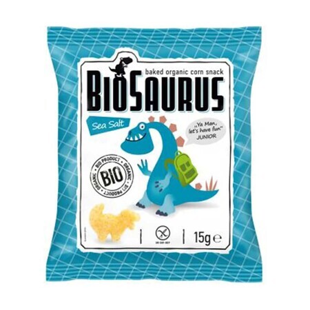 BioSaurus, Bio chips de maíz tostado con sal marina, 15 g