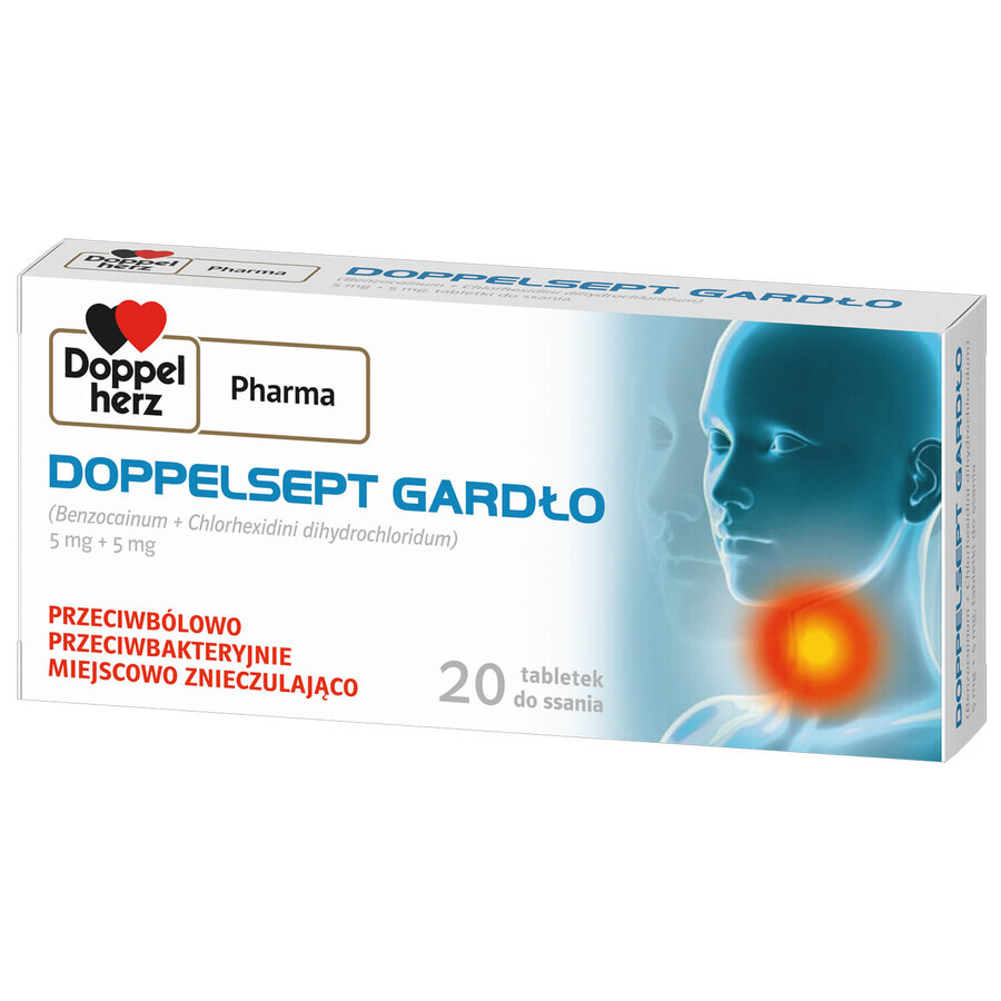 DoppelSept Garganta 5 mg + 5 mg, 20 comprimidos