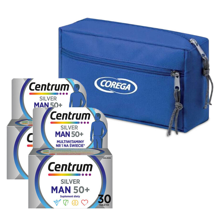 Set Centrum Hombre 50+, 2 x 30 comprimidos + Corega, neceser de viaje gratis