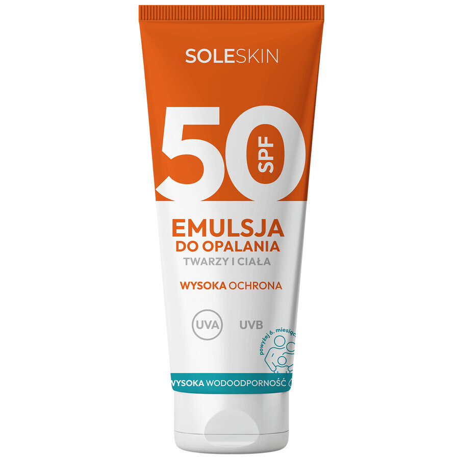 Soleskin emulsión solar cara y cuerpo, FPS 50, a partir de 6 meses, 200 ml