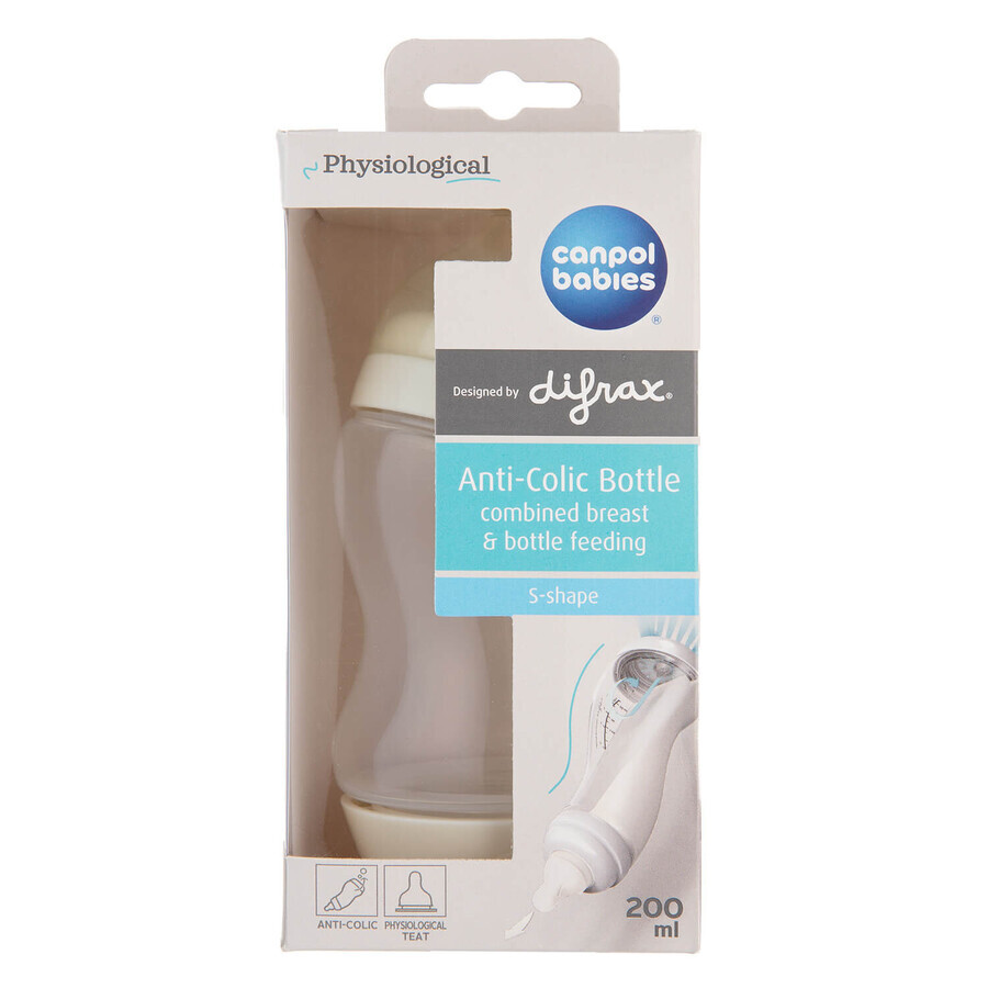 Canpol Babies, S-Shape anti-colic bottle, wide mouth, PP, 24/201, 200 ml