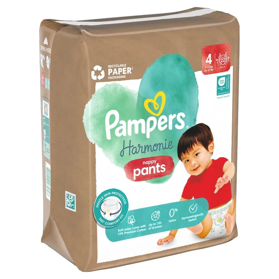 Pampers Harmonie Pants 4 (9-15 kg), pieluchomajtki, 22 sztuki: ceny i cechy