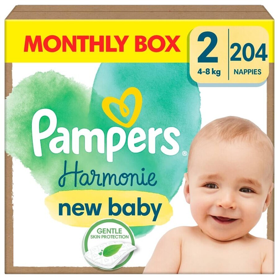 Pampers Harmonie, Windeln, Größe 2, 4-8 kg 204 Stück