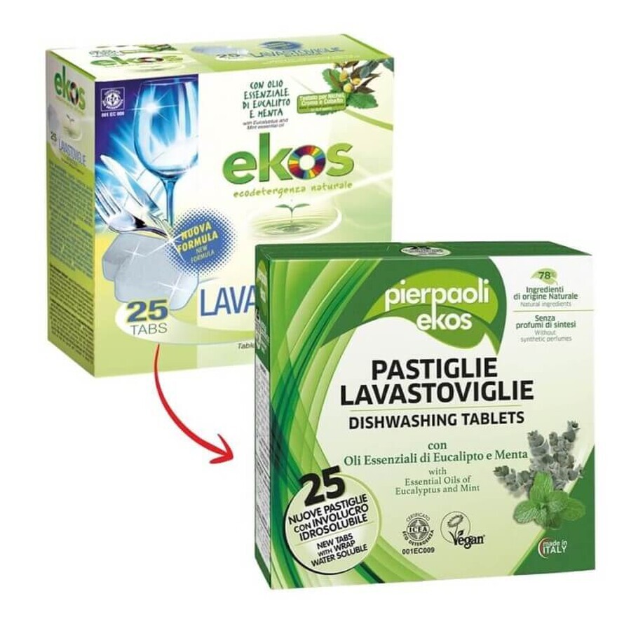 Pierpaoli Ekos, pastillas lavavajillas ecológicas, 25 piezas