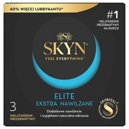 Unimil Skyn Elite Extra Lubricados, preservativos sin látex, extra humedecidos, 3 unidades