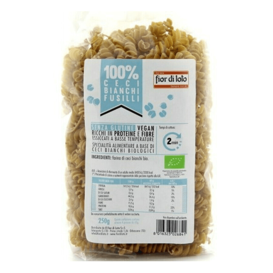 Paste bio Fusilli din naut fara gluten, 250 g, Fior di Loto