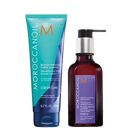 Champú Rubio + Aceite de Tratamiento Morado, 250 ml + 100 ml, Moroccanoil