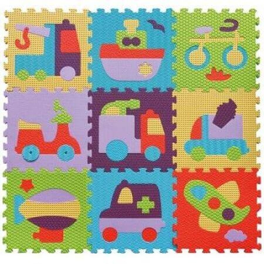 Alfombrillas Puzzle de Transporte, 92x92 cm, BabyGreat