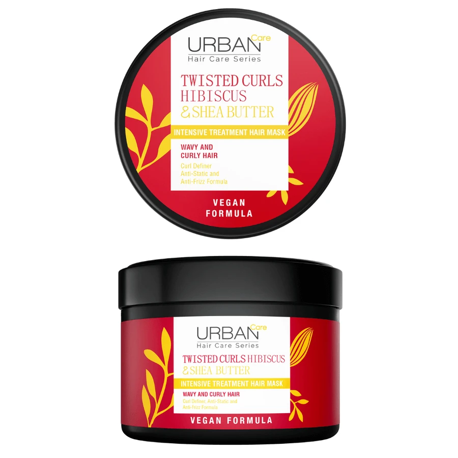 Mascarilla intensiva para cabello rizado con Hibisco y Manteca de Karité, 230 ml, Urban Care