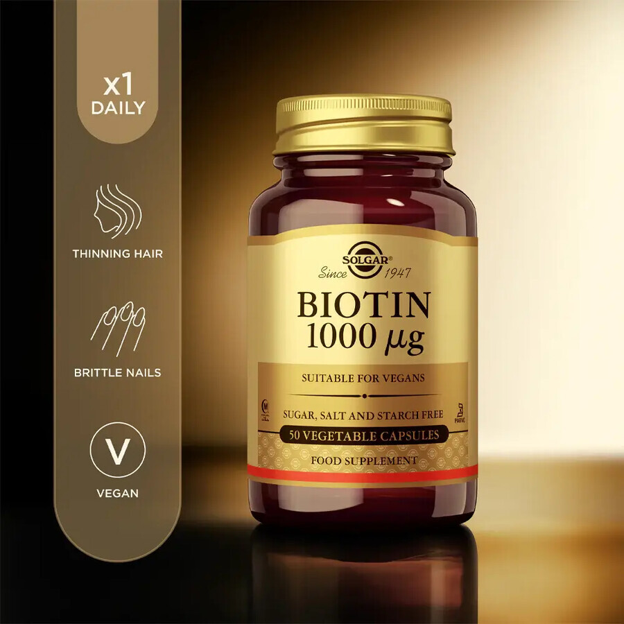 Biotina 1000 mcg, 50 cápsulas, Solgar