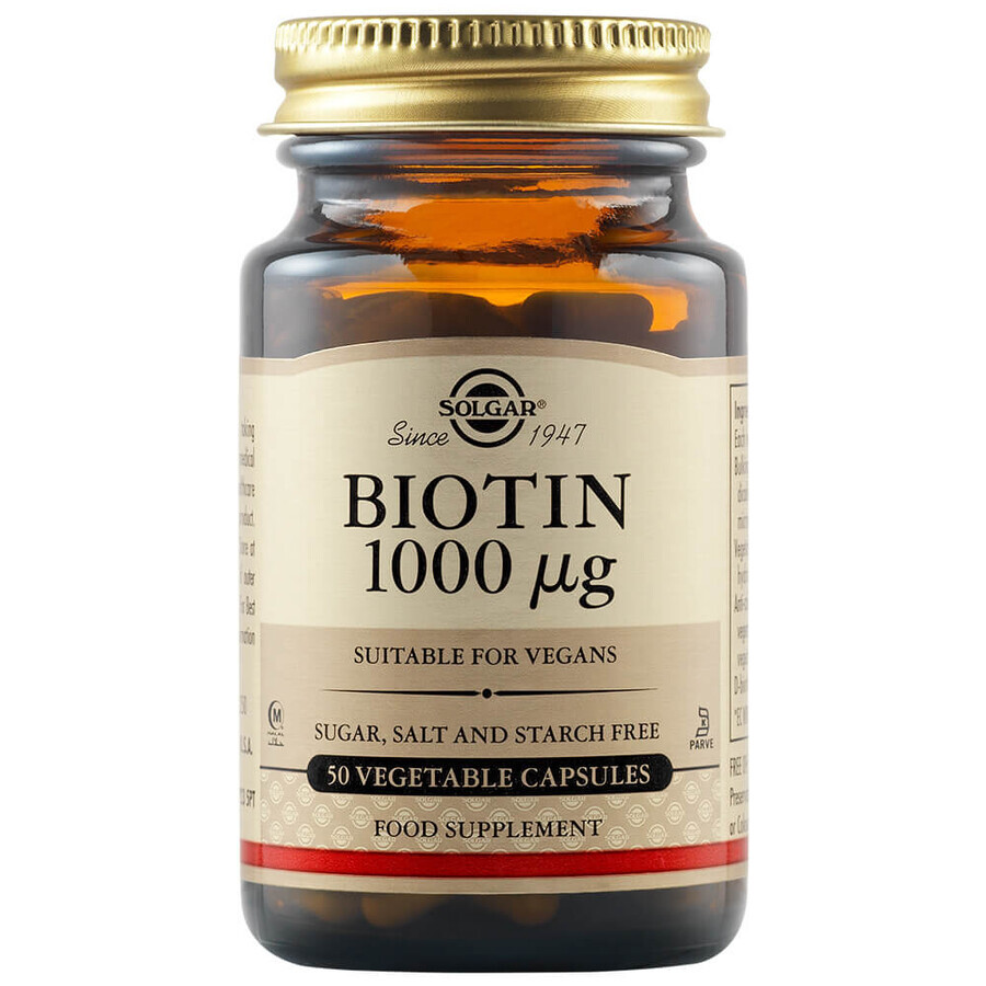 Biotina 1000 mcg, 50 cápsulas, Solgar