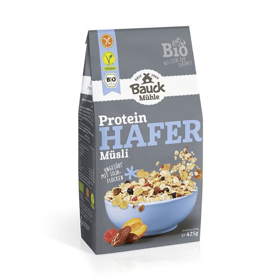 Muesli proteico ecológico con avena sin gluten Protein Hafer, 425 g, Bauckhof