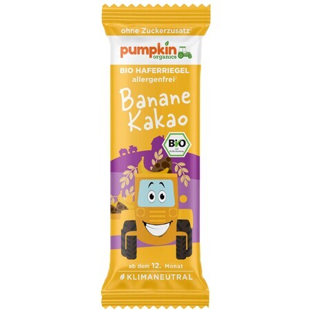 Organic oat bar with banana and cocoa, +12 months, 20 g