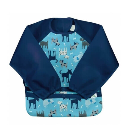 Babero impermeable con mangas y bolsillo reversible, Aqua Dogs, 12-24 meses, Green Sprouts