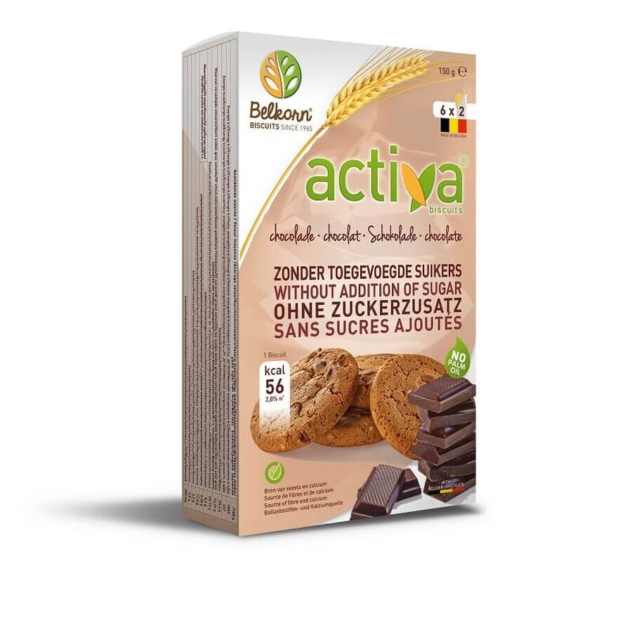 Galletas de chocolate activas (sin azúcar añadido) 150 gr Belkorn