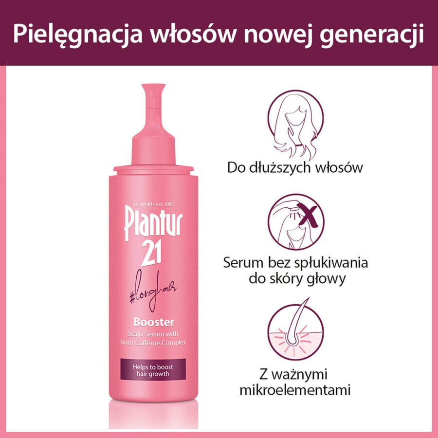 Plantur 21 Long Hair Booster, siero acceleratore della crescita dei capelli per il cuoio capelluto, 125 ml