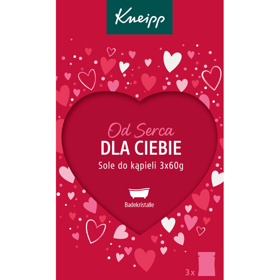 Set Kneipp Din inimă pentru tine, săruri de baie, 3 x 60 g