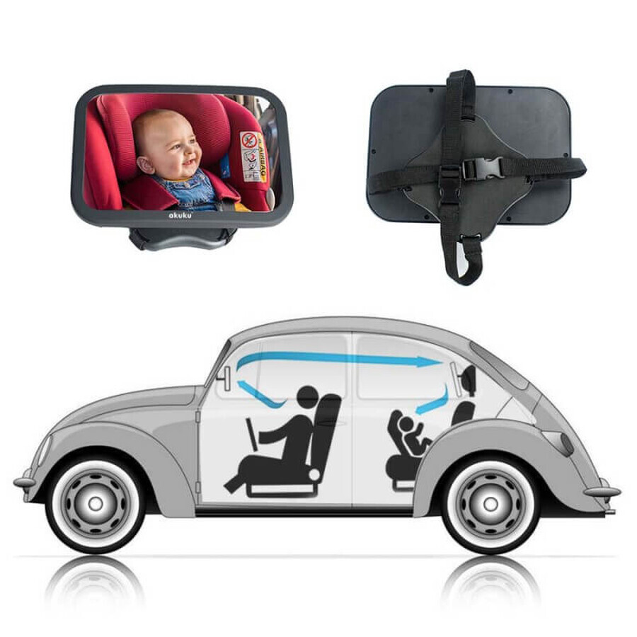 Ackuku, adjustable mirror to keep an eye on your child in the car, 1 pc