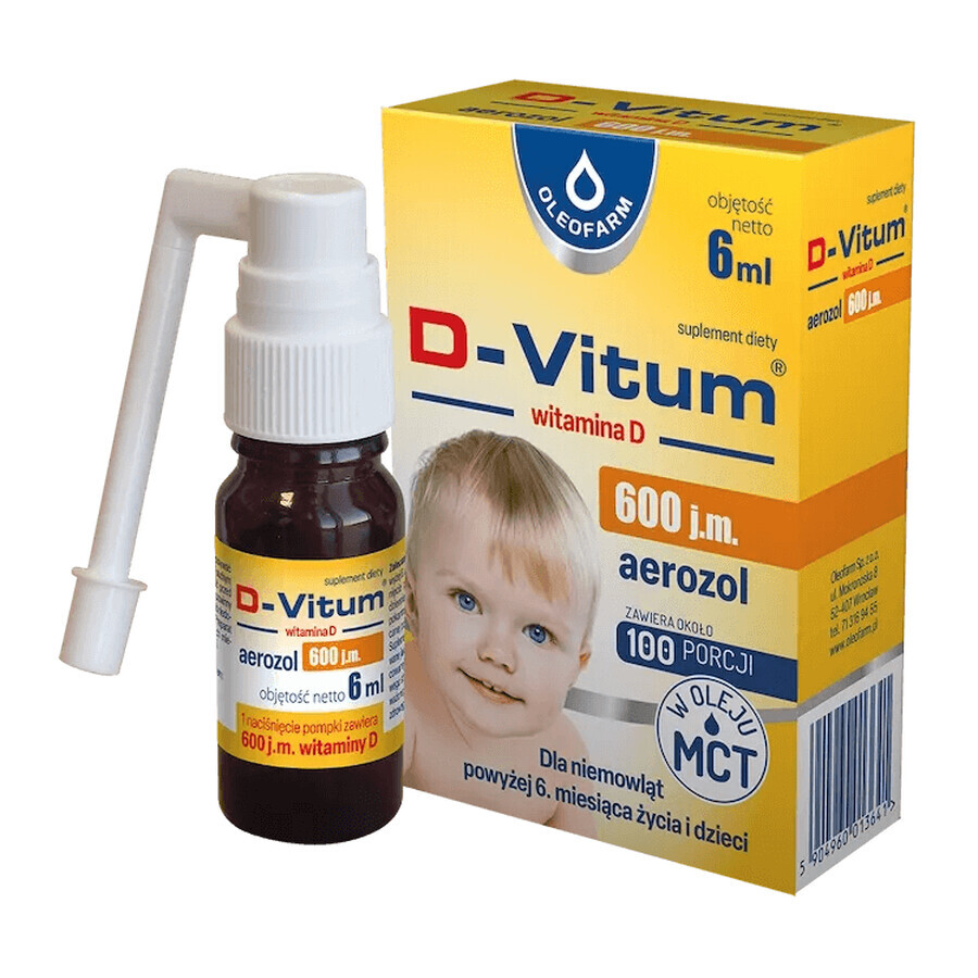 D-Vitum 600 IE, vitamine D voor zuigelingen vanaf 6 maanden, spuitbus, 6 ml VERONTREINIGDE VERPAKKING