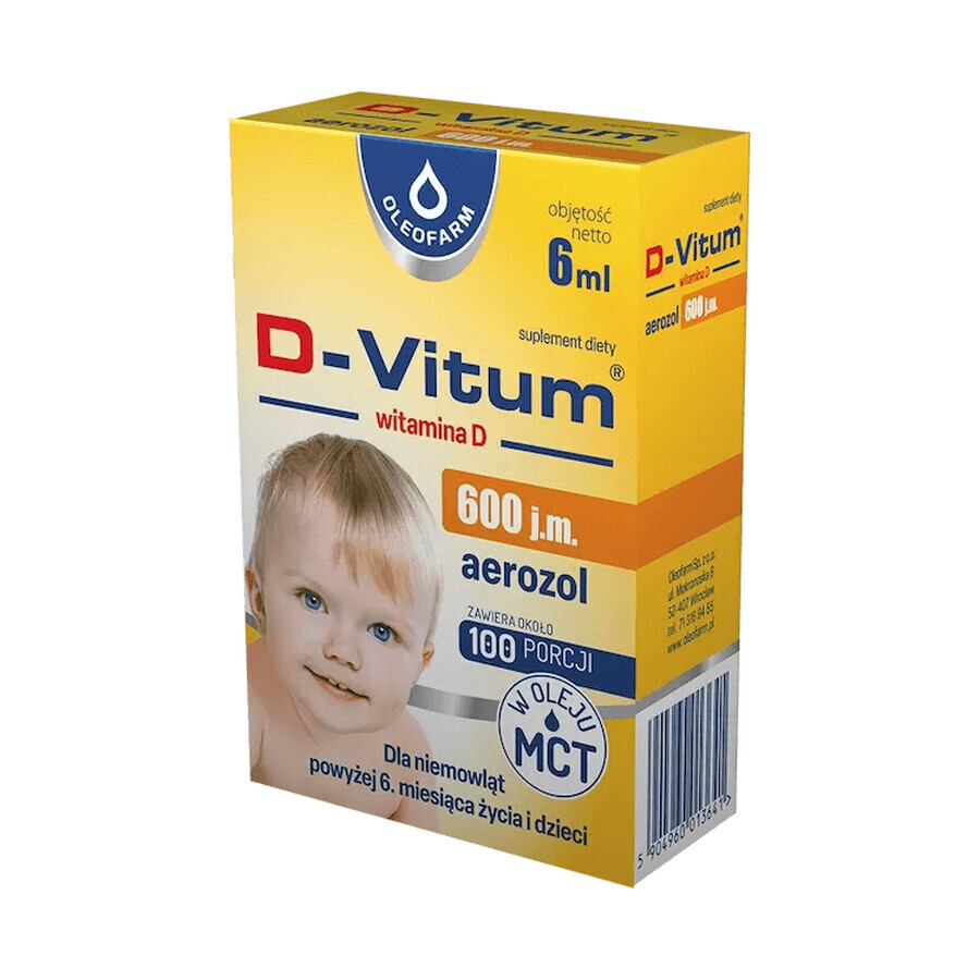 D-Vitum 600 IU, vitamin D for infants over 6 months, aerosol, 6 ml