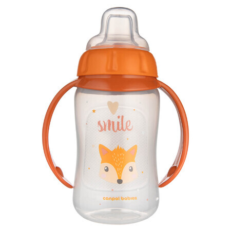 Canpol Bebés, Taza de Adiestramiento Nariz Suave, Animales Simpáticos, naranja, 56/512, a partir de 6 meses, 320 ml