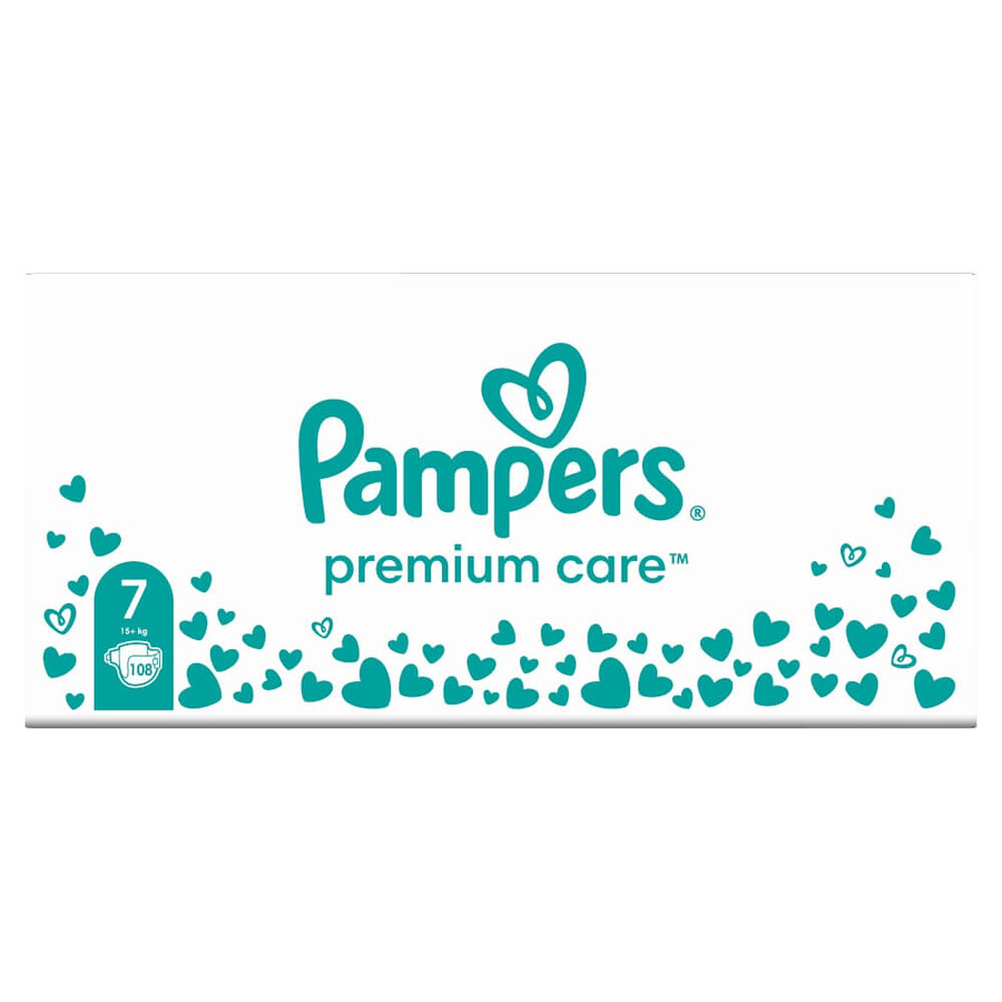 Pampers Premium Care, pañales, talla 7, 15+ kg, 108 unidades