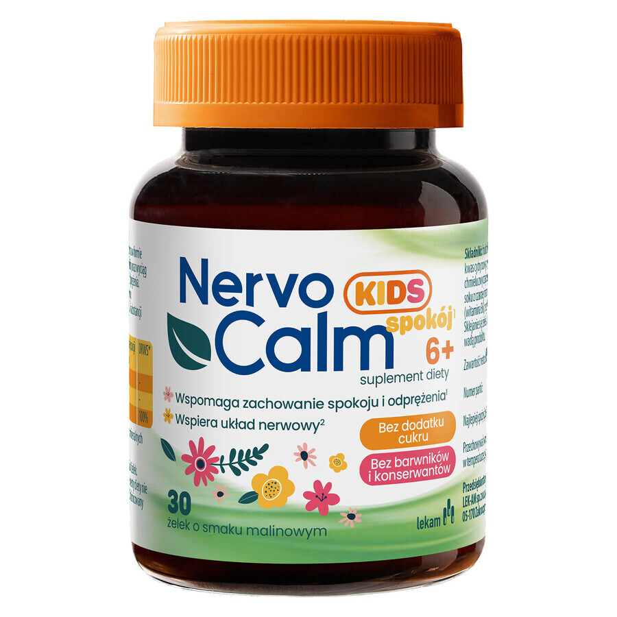 NervoCalm Kids Calm 6+, Gummibärchen, Himbeergeschmack, 30 Stück