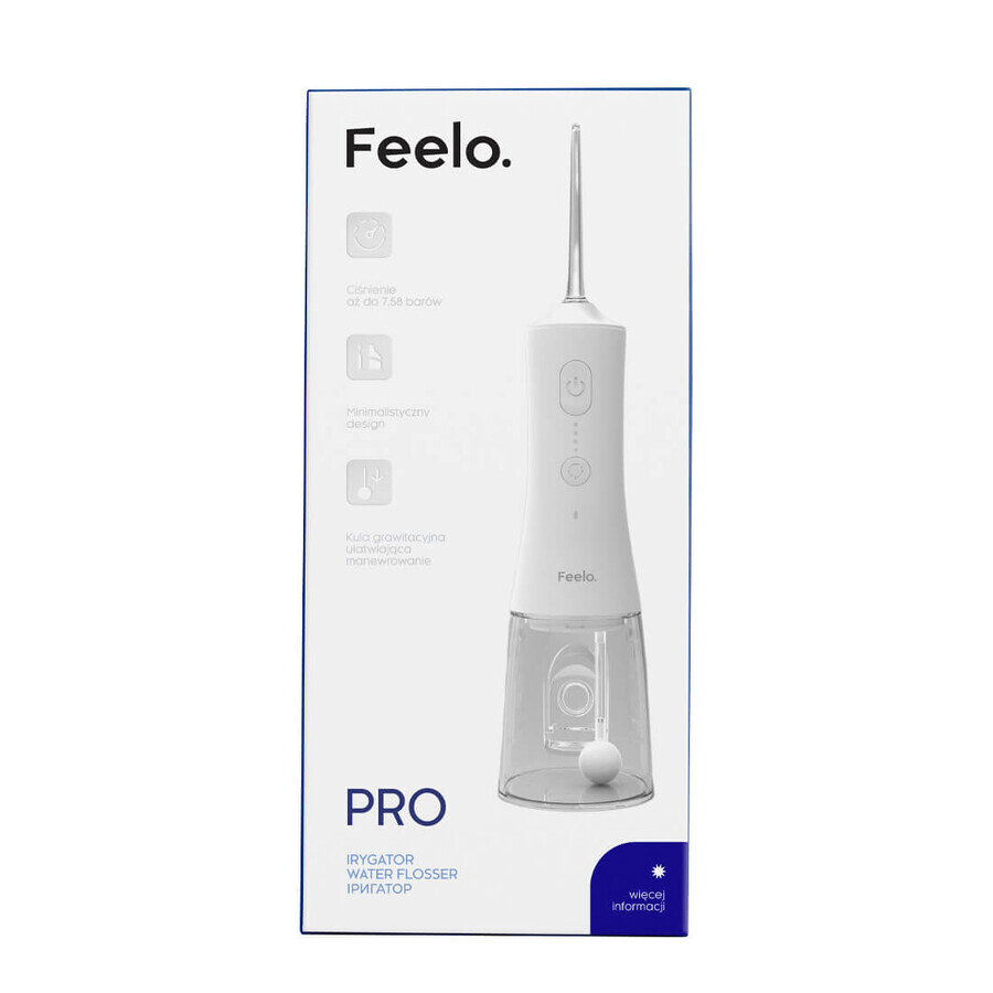 Feelo Pro, irrigador dental, sin cable, blanco