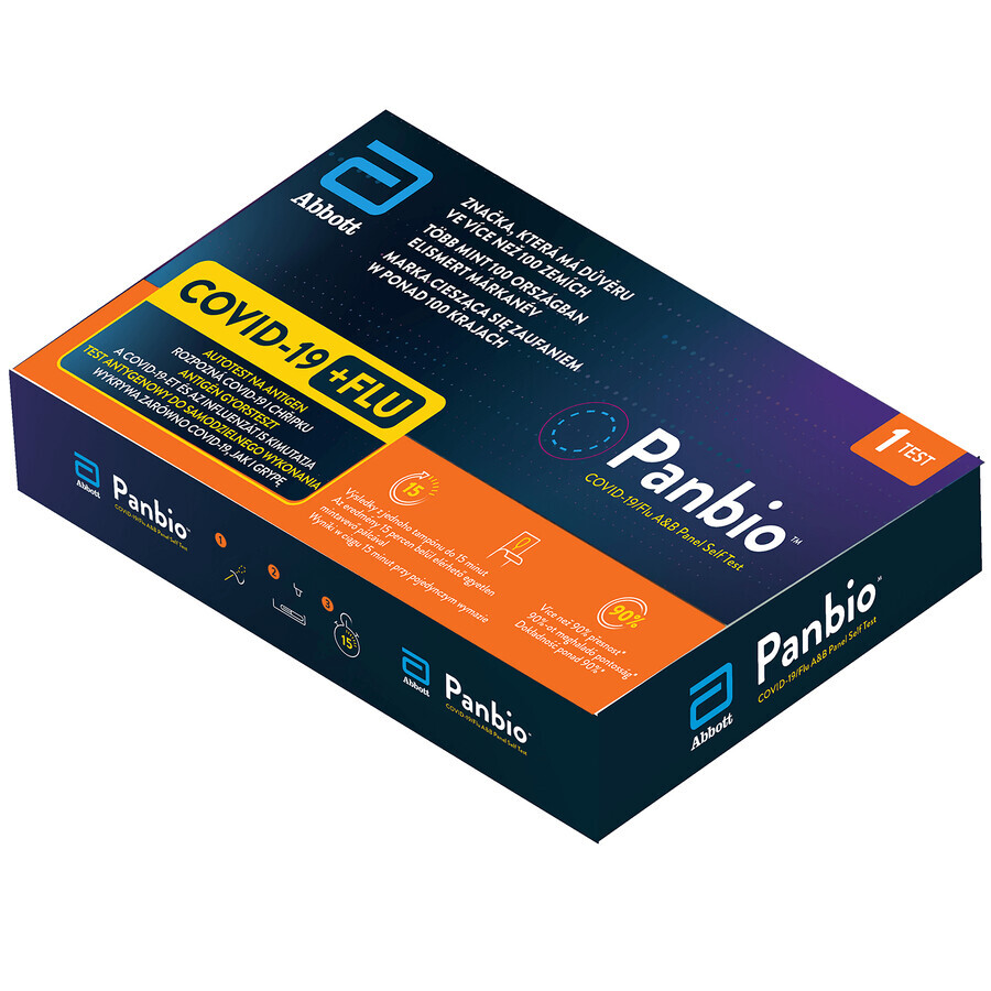 Panbio Covid-19/Flu Covid-19/Flu A&b Panel Combo Self Test, prueba rápida para la detección de 3 virus, 1 ud.