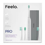 Feelo Pro Premium set, sonic toothbrush with pouch and 4 tips, white