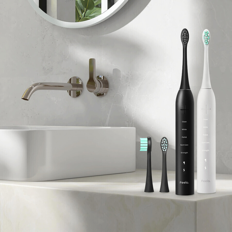 Feelo Pro Premium set, sonic toothbrush with pouch and 4 tips, white