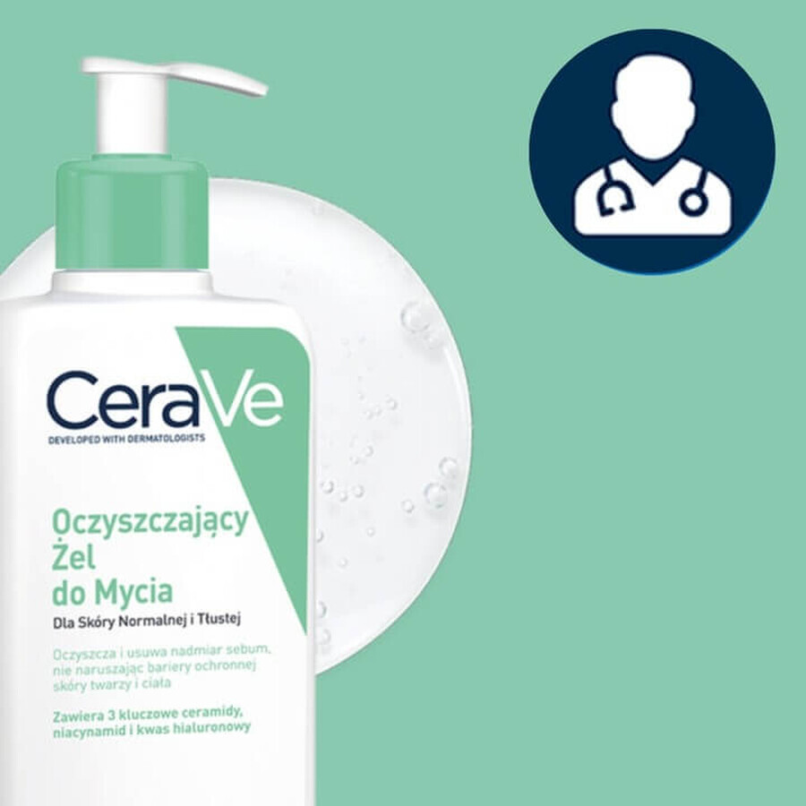 CeraVe gel limpiador con ceramidas, piel normal y grasa, 1000 ml