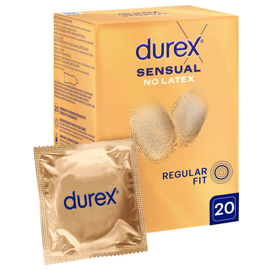 Durex Sensual No Latex, preservativos sin látex, 20 unidades