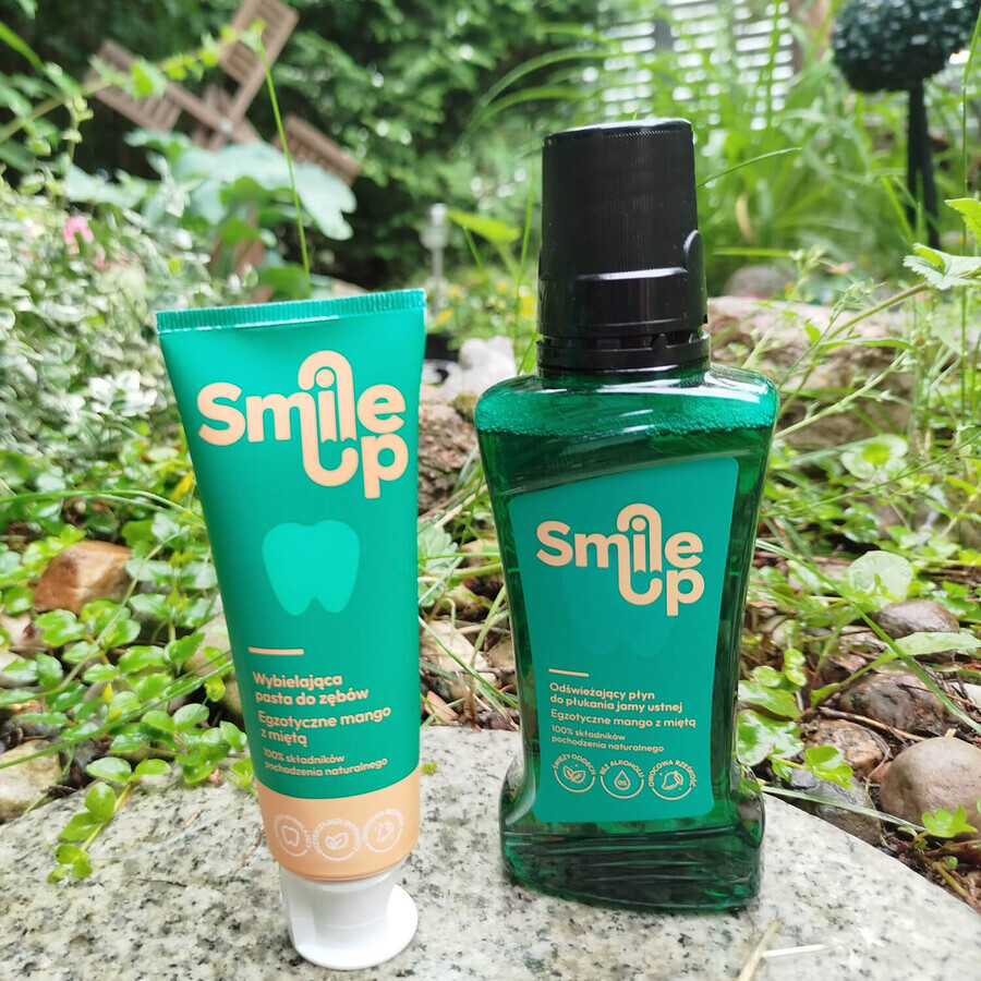 SmileUp Kit, Zahnweißpaste, exotische Mango mit Minze, 75 ml + erfrischende Mundspülung, exotische Mango mit Minze, 250 ml