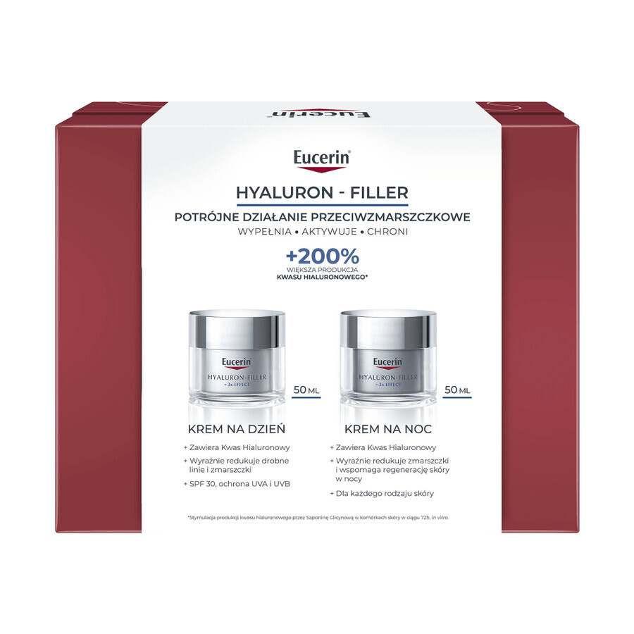 Eucerin Hyaluron-Filler set, cremă de zi, 50 ml + cremă de noapte, 50 ml