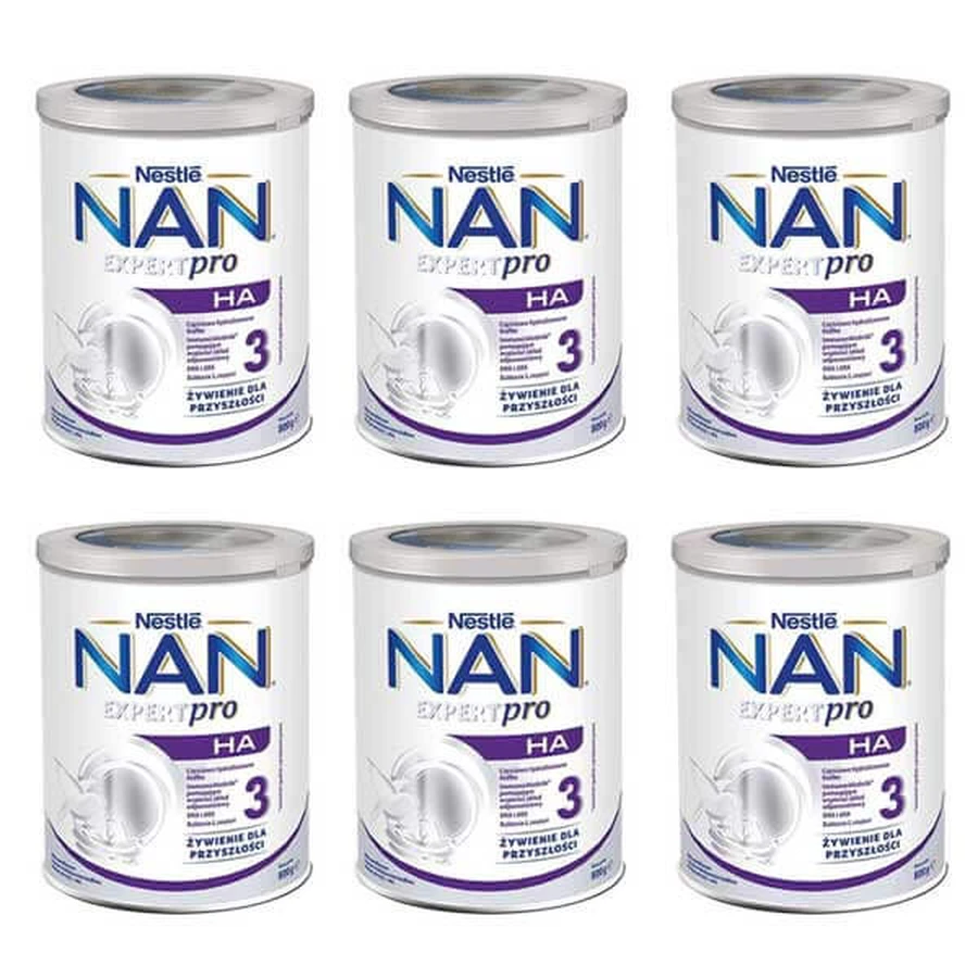 Nestlé NAN Expertpro HA 3, leche modificada para niños mayores de 1 año, 6 x 800 g