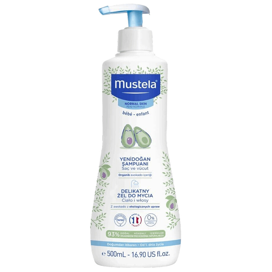 Mustela Bebe Enfant set, gel de baño primer día 500 ml + leche corporal primer día 500 ml