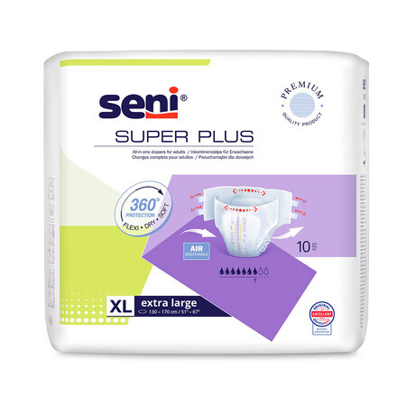 Seni Super Plus, scutece, Extra Large, 130-170 cm, 10 buc