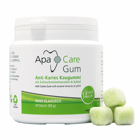 ApaCare Gum Box, chicle con xilitol y calcio, 45 unidades