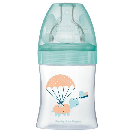 Biberón con función sensorial y tetina plana anticólicos, Aire, 0-6 meses, 150 ml, Flow 1, Dodie