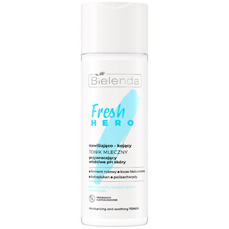 Bielenda Fresh Hero, feuchtigkeitsspendende und beruhigende tonisierende Milch zur Wiederherstellung des pH-Werts der Haut, 200 ml