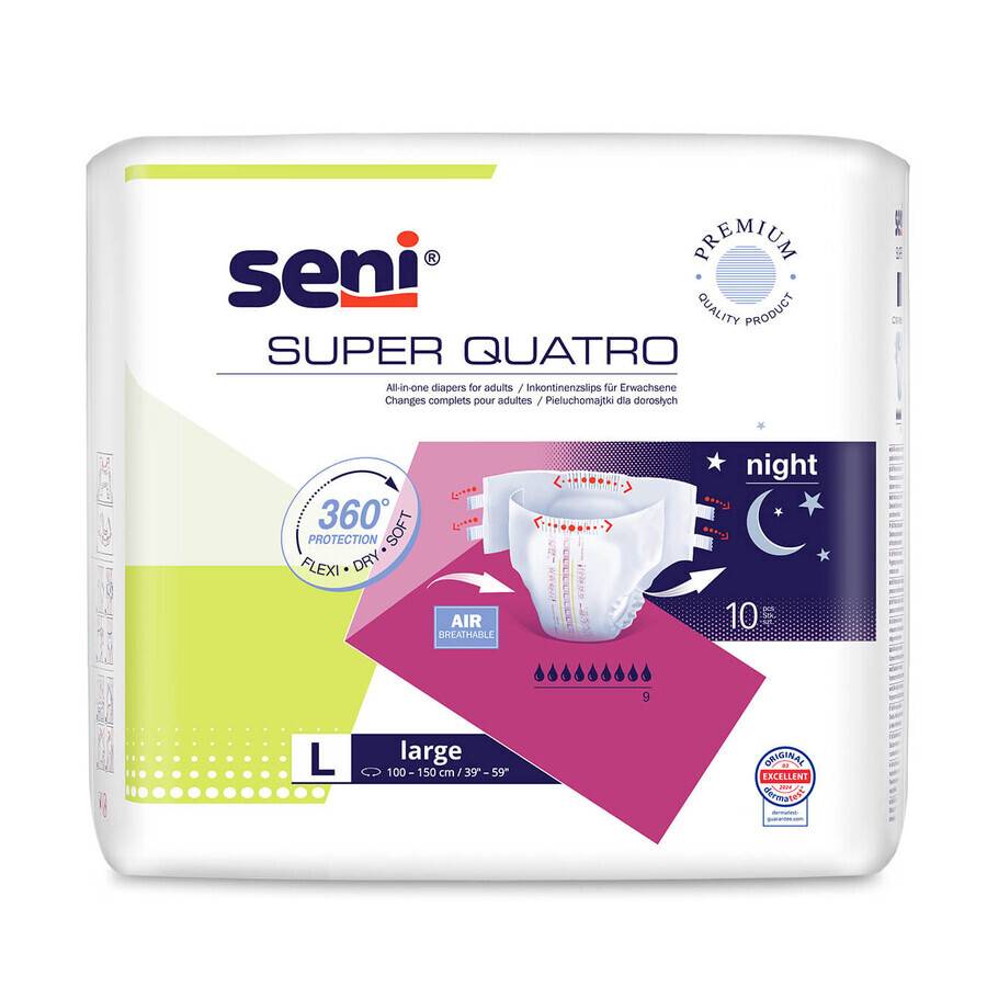 Super Quatro Pechos, pañales, grande, 100-150 cm, 10 uds.