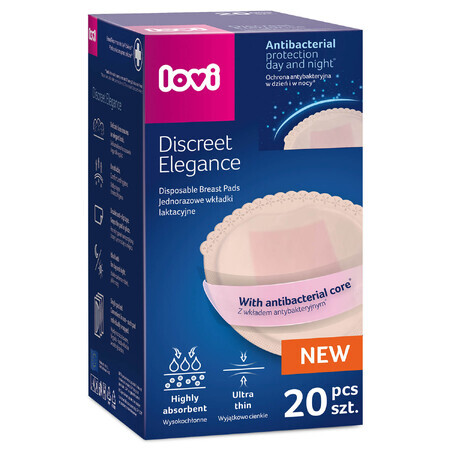 Lovi Discreet Elegance discos absorbentes, antibacteriano, beige, 20 unidades