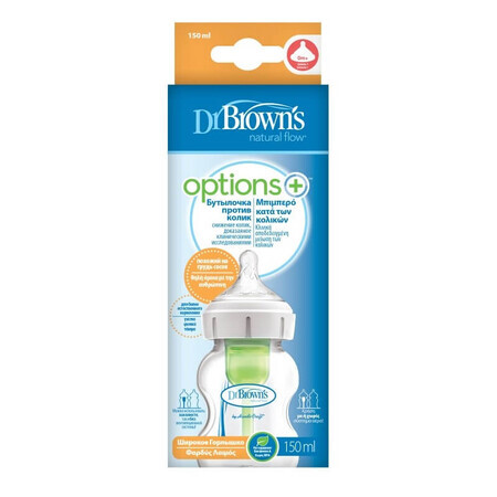 PP Optins Plus Botella de cuello ancho 150 ml, Dr Browns