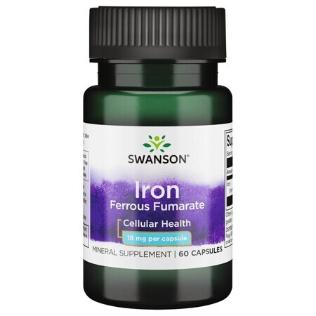 Swanson Iron Fumarate, fumarato de hierro, 60 cápsulas