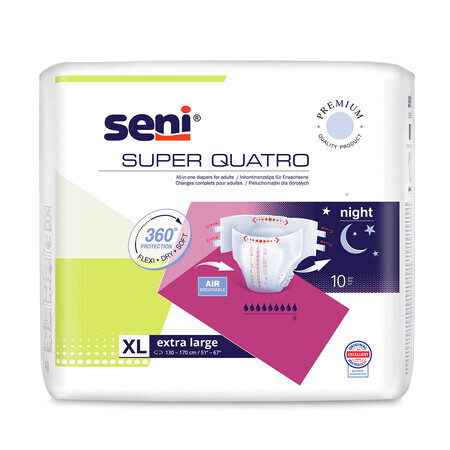 Super Quatro Pechos, pañales, Extra Grande, 130-170 cm, 10 uds.