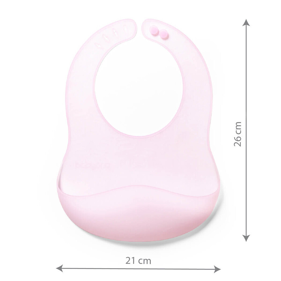 BabyOno, babero ultrafino de silicona, rosa, a partir de 6 meses, 1 ud.