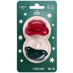 Luu Kids set, tétine, positionnement, silicone, Holy Green & Santa Red, 3-6 mois, 2 pièces